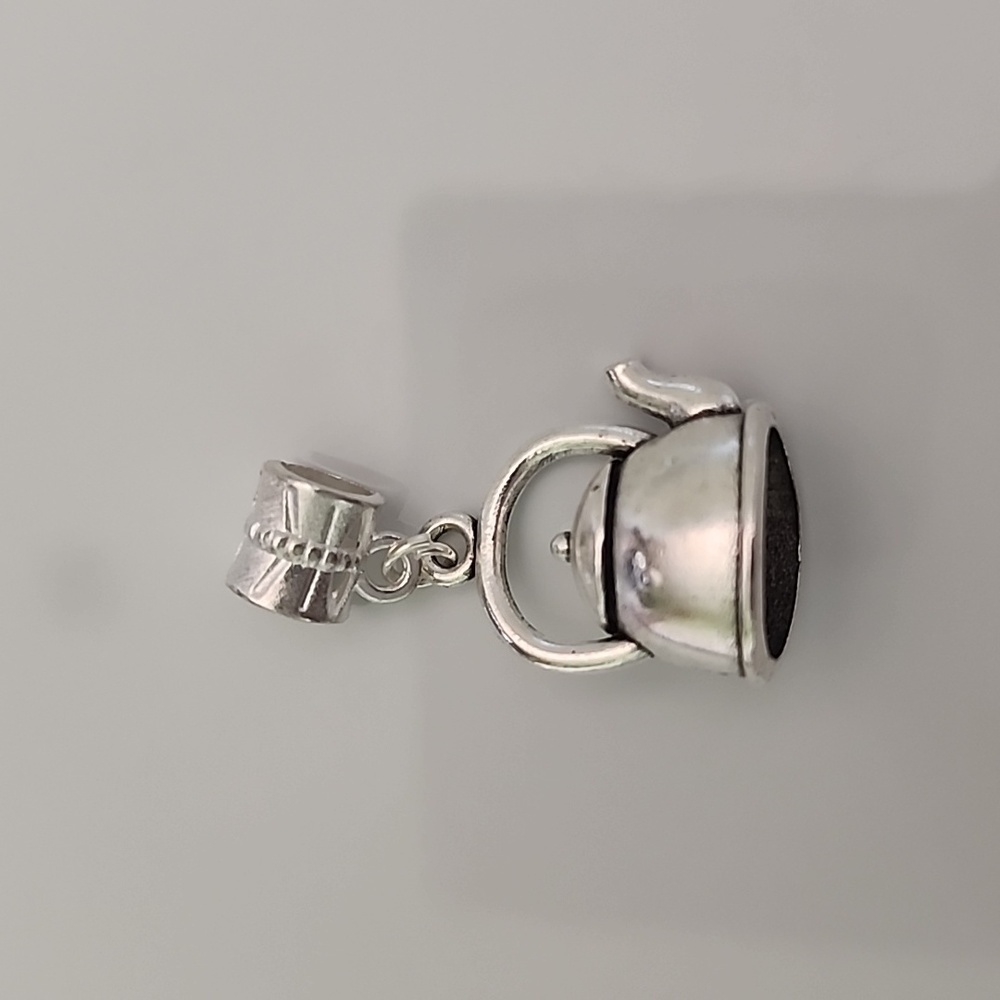 Tea Pot Charm For Charm Bracelet Silver Tone Tibeten Alloys